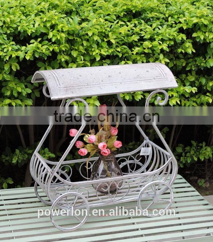 Antique Grey Metal Courtyard Flower Pots