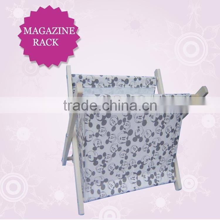 Antique wooden library magazine race, folding wooden magazine rack, wooden wicker book basket