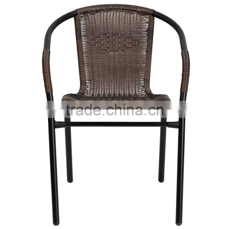 Outdoor Dark Brown Rattan Stack Chair