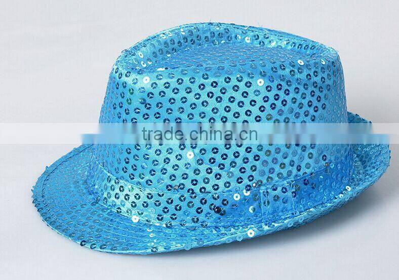 Hot-selling Factory Cheap Christmas Events Party Supplies LED Flashlight Colorful Hat Luminous Jazz Hat Sequin LED Hat