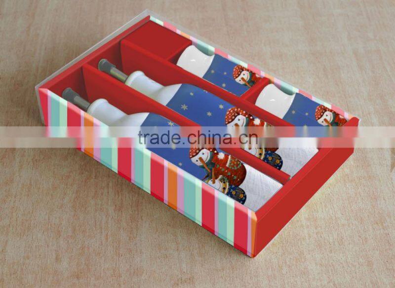 4PCS Ceramic Christmas OIL,SALT &PEPPER SET WITH DECAL