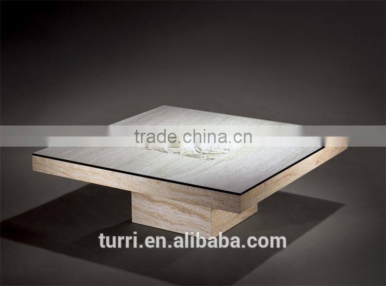 Luxury glass top hand carved natural marble coffee table base