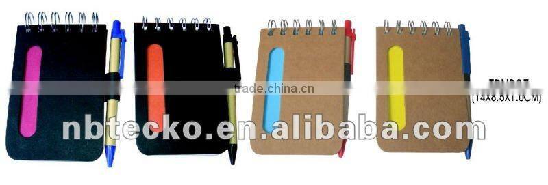 Good looking natural ECO friendly Recycled paper note book with pen