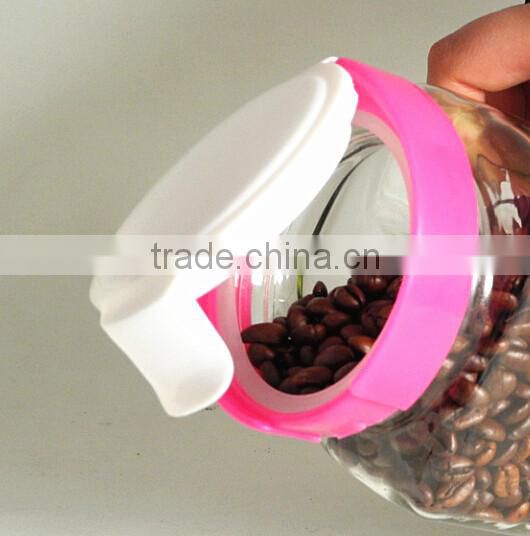 zibo square food use glass grain jars for nut with lid and handle