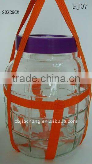 large glass wine jar with plastic lid PJ07