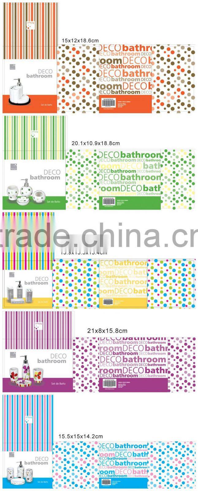 fashion square ceramic bathroom accessories set