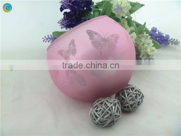 Romantic round pink butterfly wedding candlestick