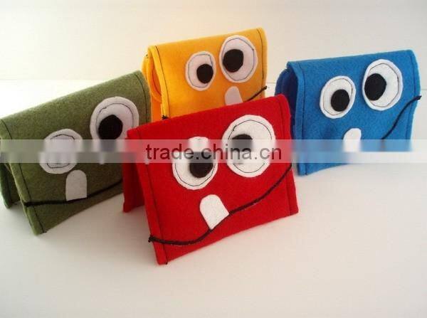 Best selling products polyester business card sleeve coin wallet cartoon character style wool fabric mobile phone case cover