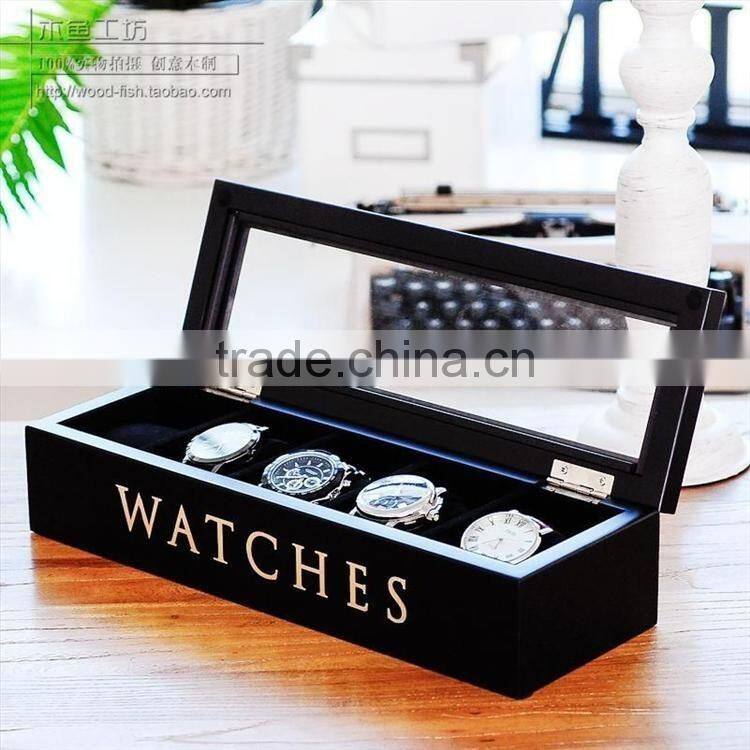 personalized logo printed watch wooden box storage with 10 grids