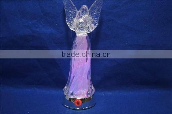2016 newest design acrylic angel with LED changing color and Christmas music
