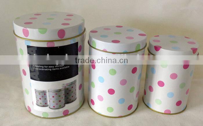 colorful dots 3 storage tins