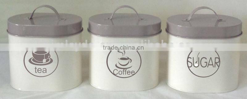Vintage Oval Tea Coffee Sugar Canisters kitchen storage sets