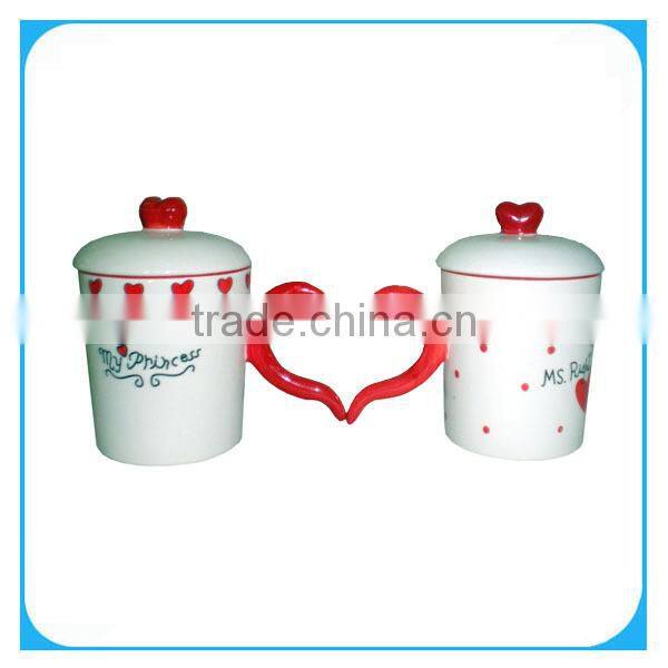 heart shape ceramic couple mug