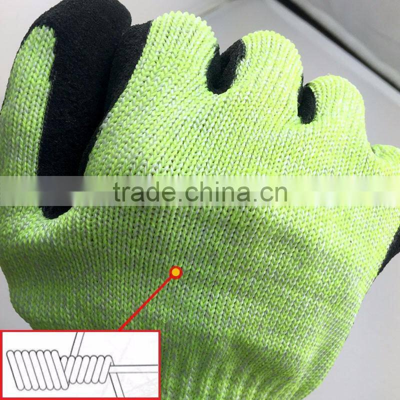 NMsafety Nylon and Hppe and Steel Fiber Palm Sandy Nitrile ANSI 6 Cut Resistant Mechanical Work Gloves