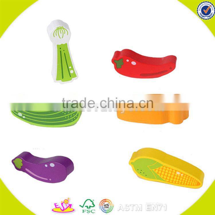 Wholesale cheap kids wooden vegetables stacking blocks toy educational baby wooden vegetables stacking blocks toy W13D078