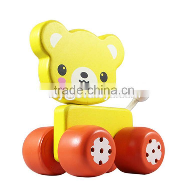 Best design cartoon elephant wooden baby toy car W04A040