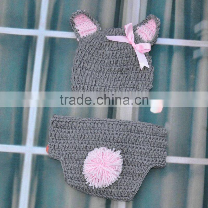 Newborn Baby Photo Prop Knitted Bunny Costume Cute Rrochet Rabbit Clothing Set Baby Clothes Factory
