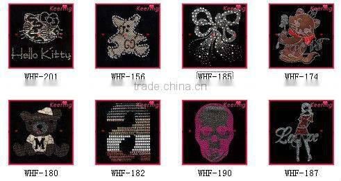 wholesale fashion letter design hot fix rhinestone t-shirt motif WHF-182