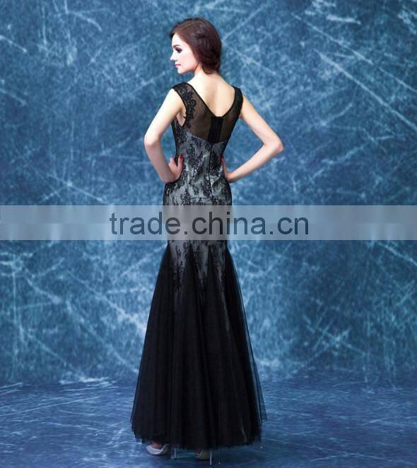 one piece black lace bridal sleeveless party dress china