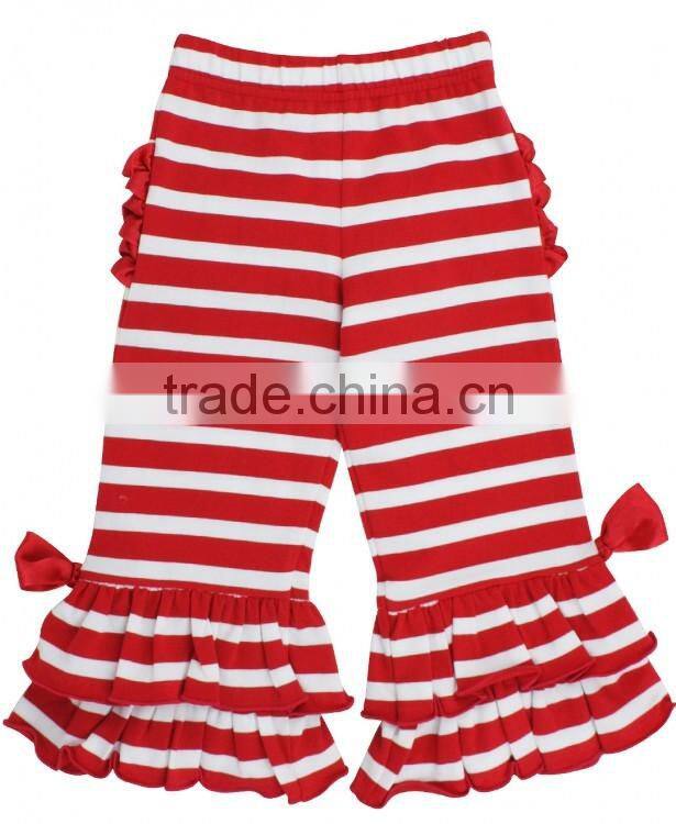 2017 new design kids clothing soft cotton trousers ruffle wholesale orange children baby pants for girl