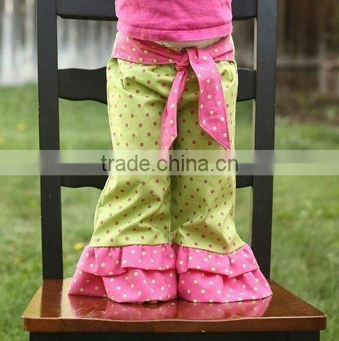 fashion wholesale Baby denim ruffle pants 100% cotton kid clothes