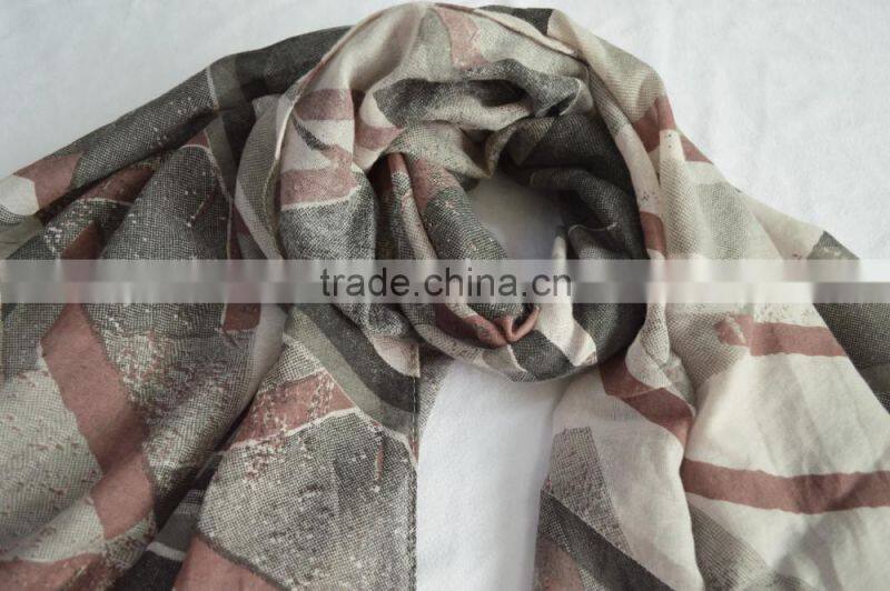 Fashion high quality women viscose print geometric pattern designer scarf
