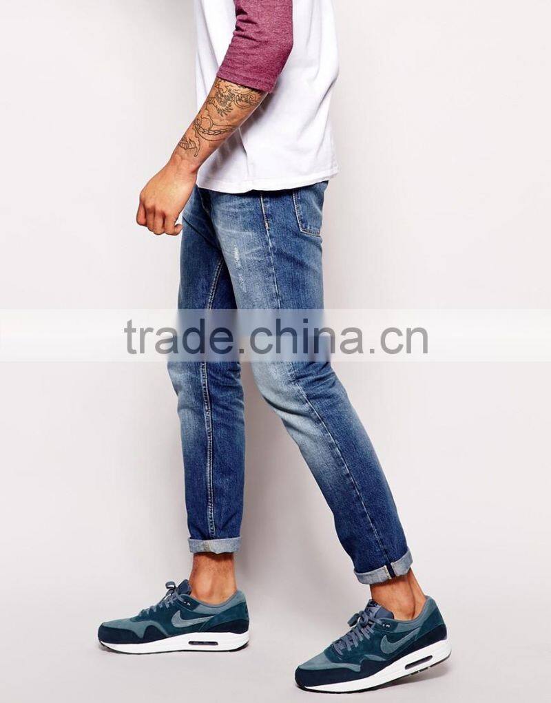Custom high quality mens ripped jeans
