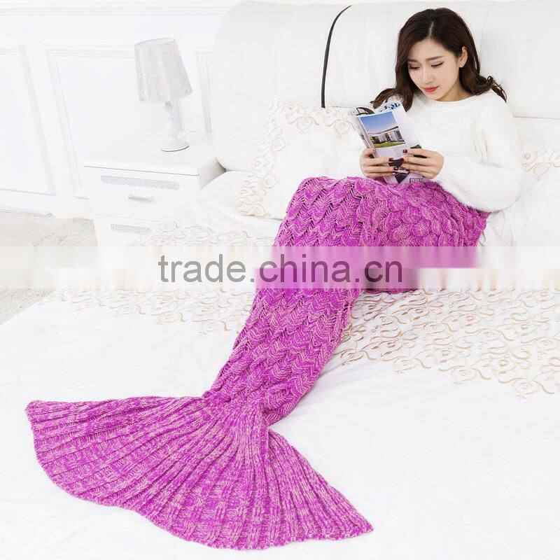 wholesale winter thick fish scale mermaid knitted throw blanket