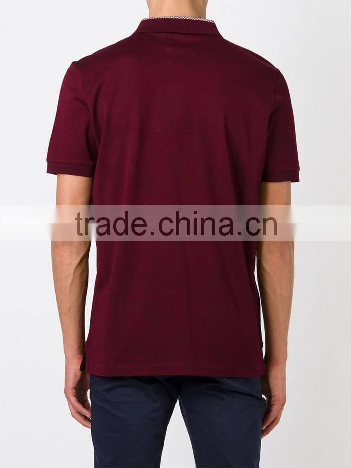 China manufacturer good quality red cotton zig zag trim polo t shirt with pocket