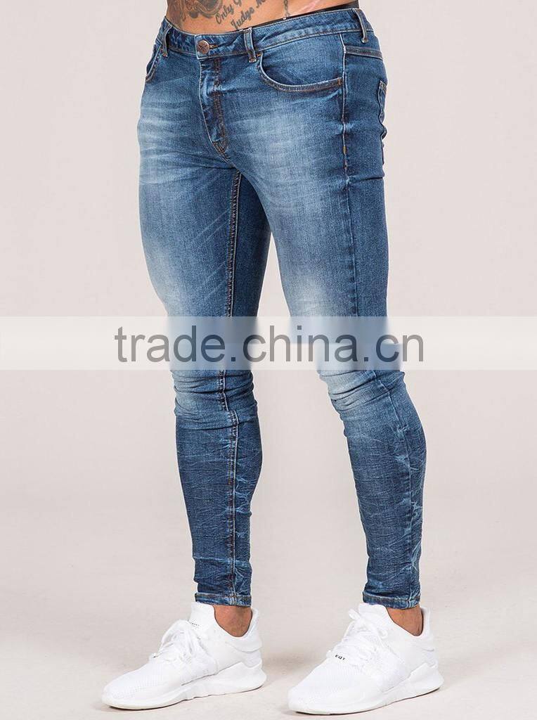 Bleach Wash Denim Jeans, Skinny Jean Trousers for man