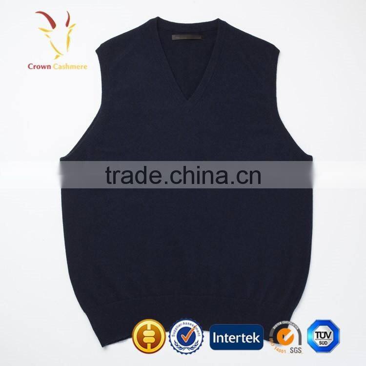 Sleeveless Plain V Neck Men Pullover Sweater