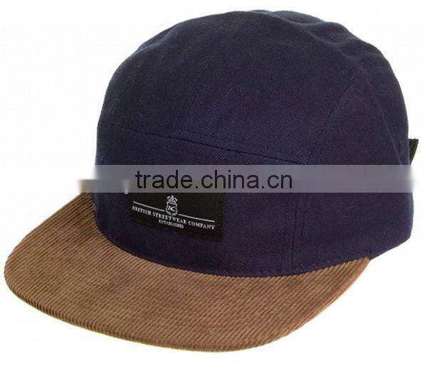 Blank navy blue cheap design your own 5 panel hat cap