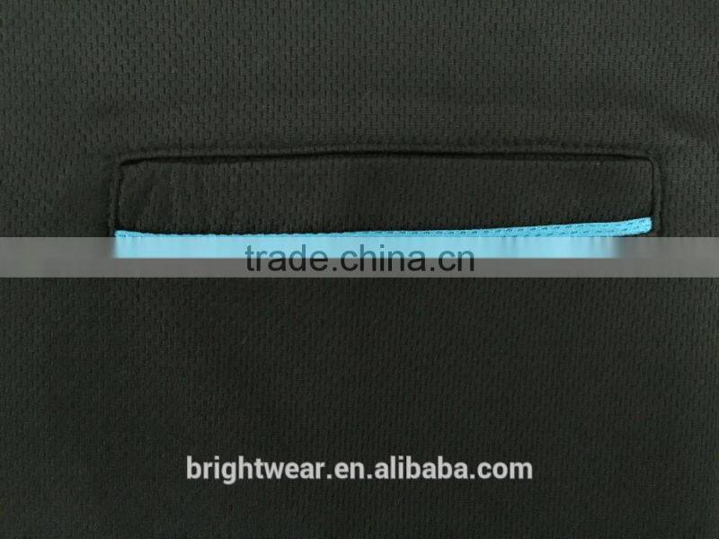 Mens polyester basic safety short sleeve contrast piping uniform black polo shirt