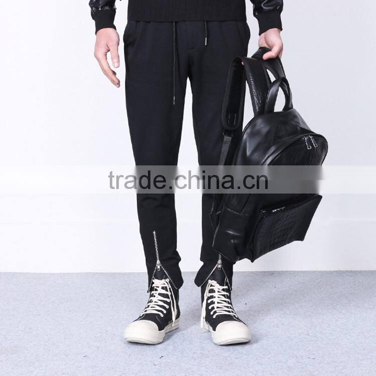 custom 100% cotton high quality fleece zipper jogger sweatpants with drawstring and pocket