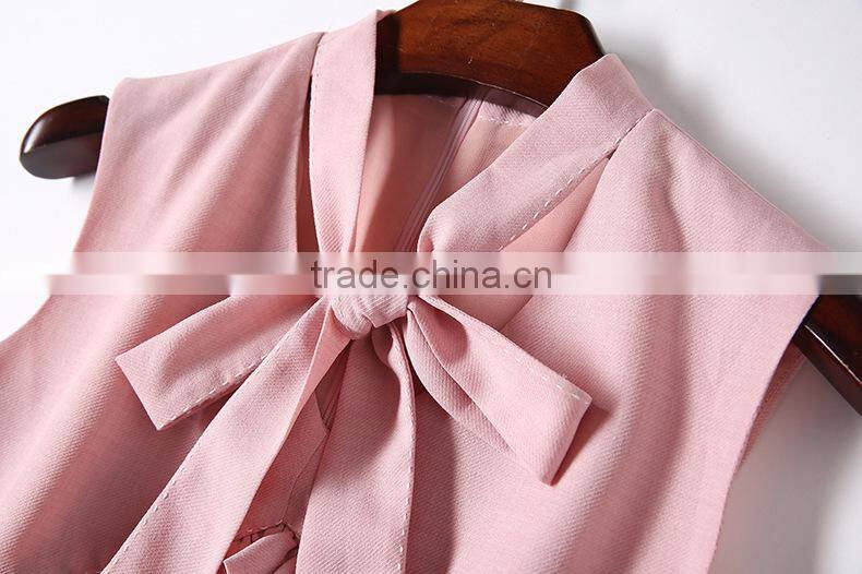 Dresses 2017 summer high grade V-neck slim sleeveless elegant lotus leaf swing design daily dress for women