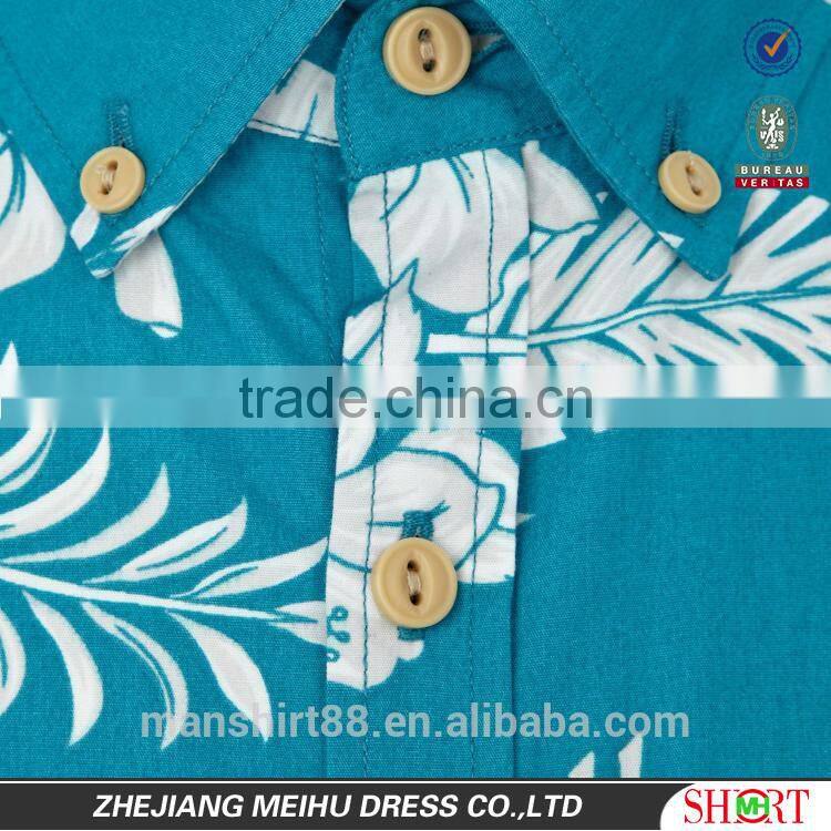 2017 short sleeve print hawaiian shirt for men