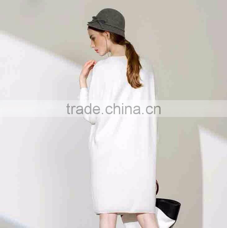 Seven - quarter sleeve jacquard knit Pullover lady dress all-match loose