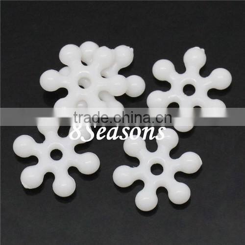 White Christmas Snowflake Acrylic Charm Beads 7mm