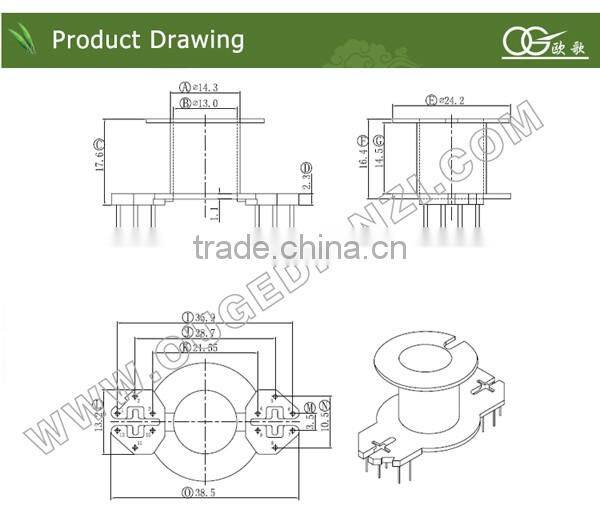 RM12 vertical bobbin pin6+6 220v 24v silicon steel sheet of transformer bobbin