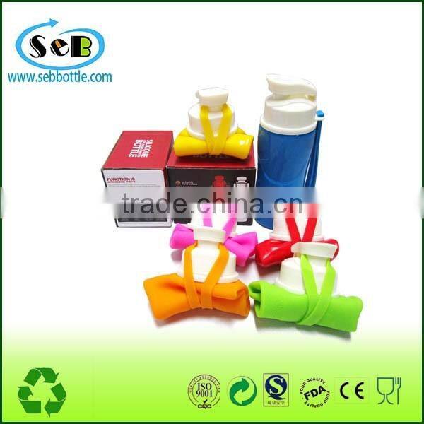 BPA Free eco-friendly outdoor silicone plastic camping water bottle collapsible sport water bottle
