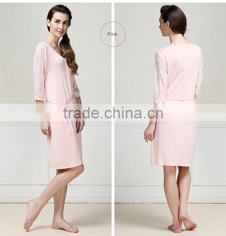 Qianxiu Low MOQ Nightgown Lace Sexy Lounge Wear