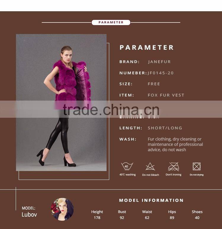 Hot selling of winter warm real fox fur purple women vest
