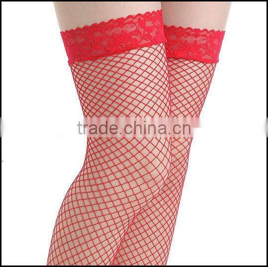 Summer Wholesale Stylist Cool A-list Silicon Fishnet Lace Top Thigh High Japanese Nude Woman Candy Color Sheer Sexy Stockings