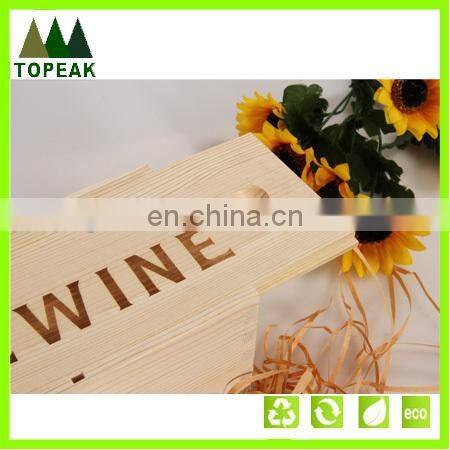 Cheap wooden wine box with sliding lid for single bottle wood box