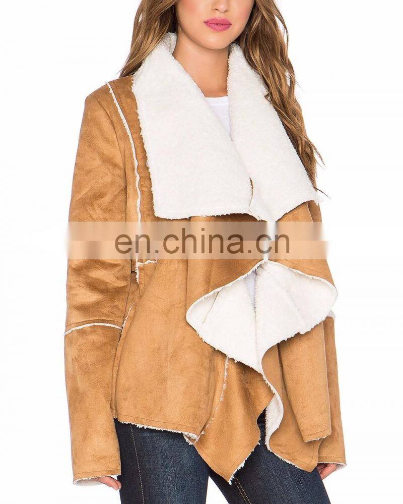 New trendy suede fake fur coat women