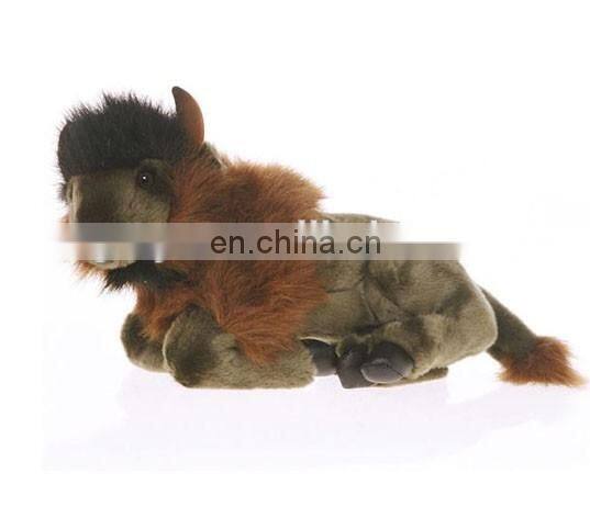 15inch Lifelike laying down long fur plush Bison