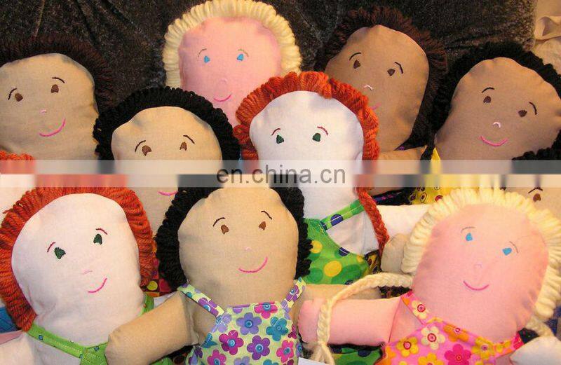 custom plain rag doll/Handmade rag dolls with high quality with wool hair