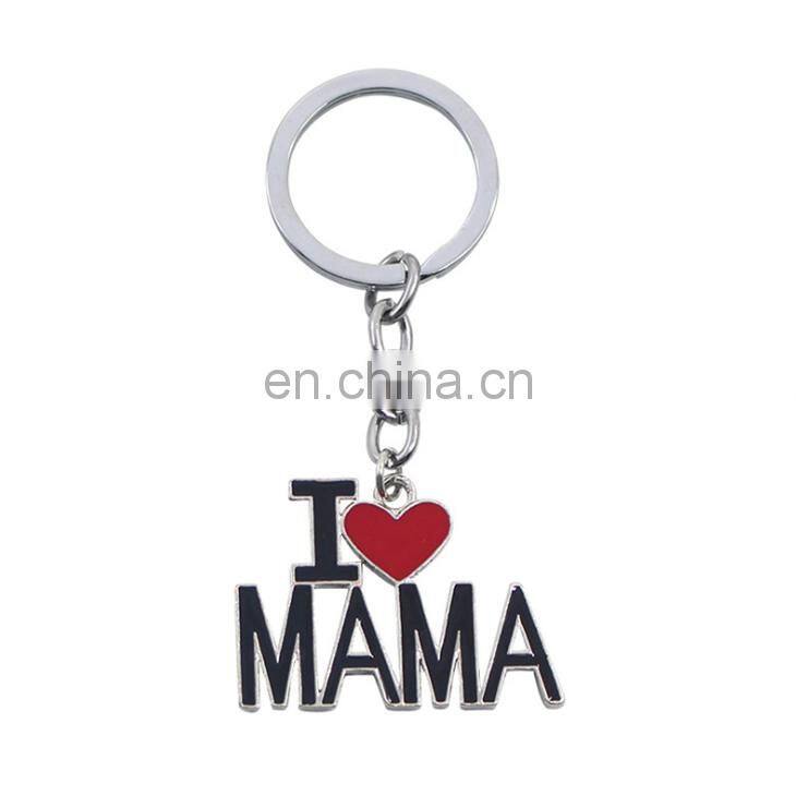 Wholesale Cheap Stock Type Enamel Style Creative Mother's Day Father's Day Gift Metal I Love Papa Keychain I Love MAMA Keychain