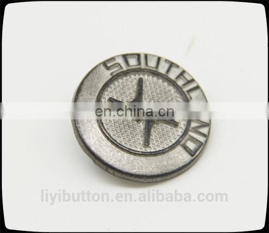 round metal clothing label, decorative contrast tin garment label with cheap price