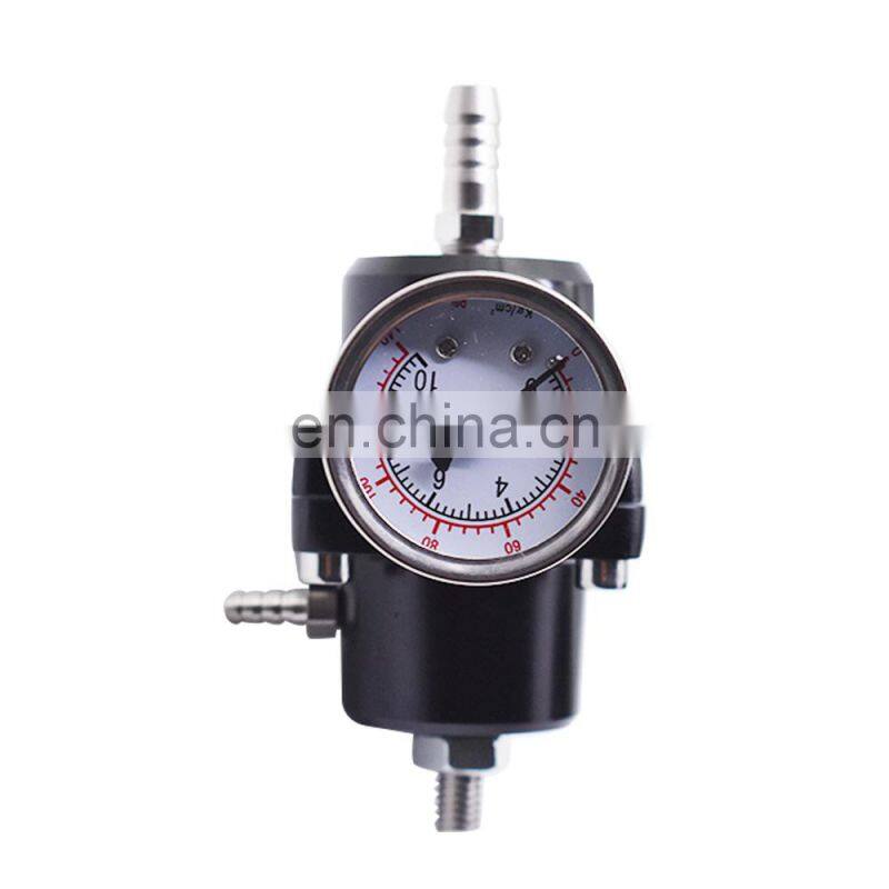 Universal Aluminum Adjustable 1-140 PSI Fuel Pressure Regulator+W/Gauge Black